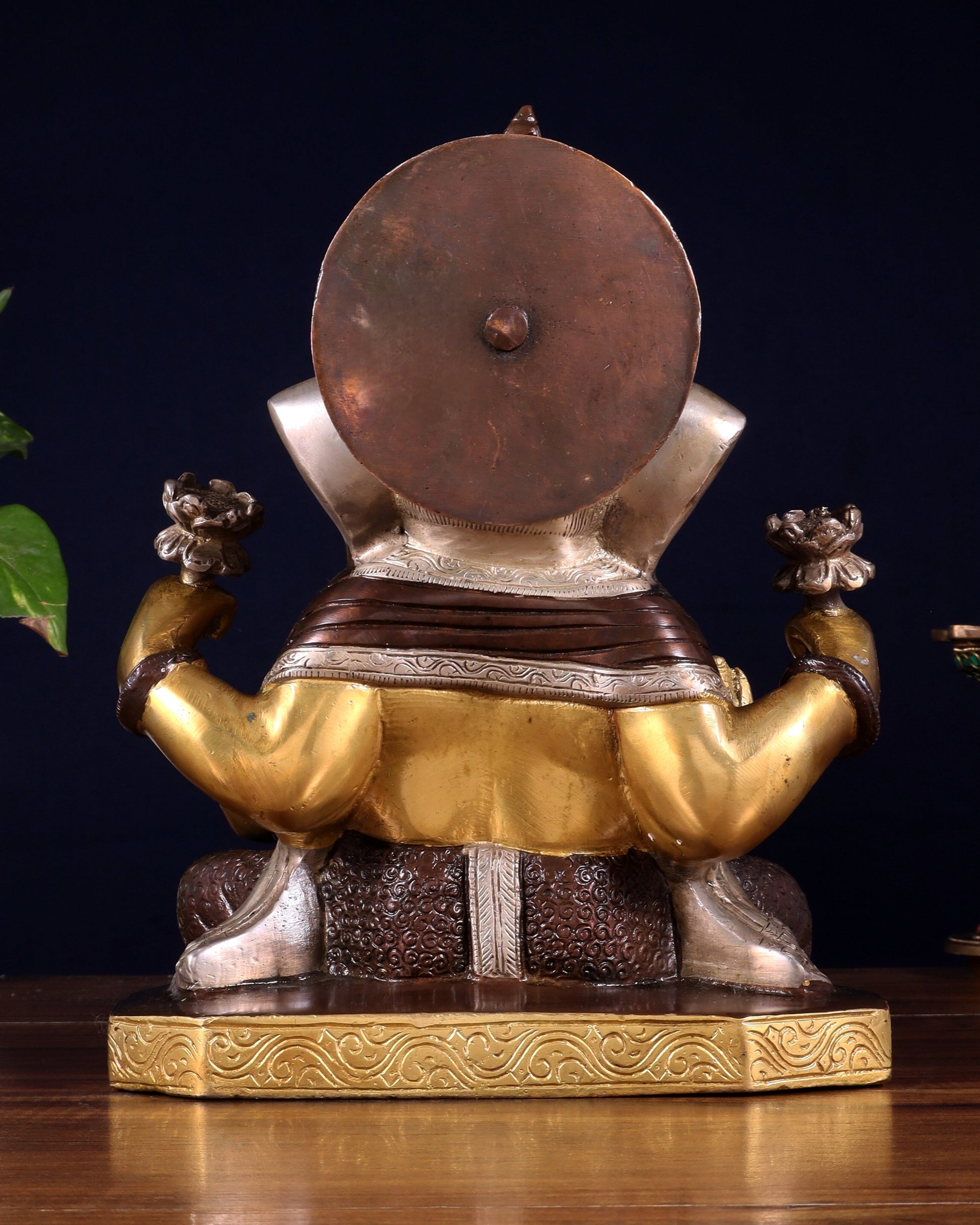 Dagdusheth Ganapati Brass Statue 9 inch three tone