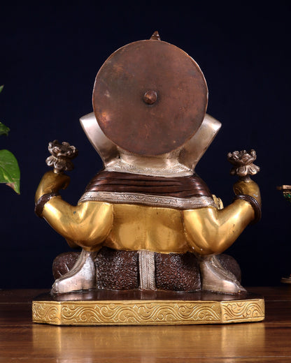 Dagdusheth Ganapati Brass Statue 9 inch three tone