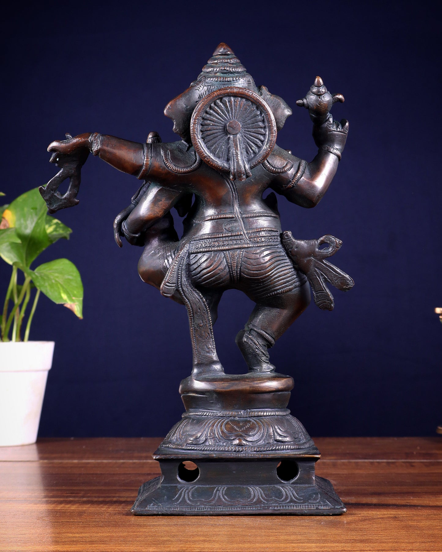 Brass Dancing Ganesha with Siddhi Idol | 10.5" Height