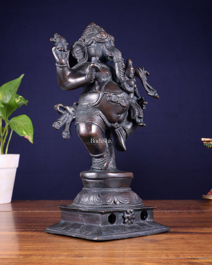 Brass Dancing Ganesha with Siddhi Idol | 10.5" Height