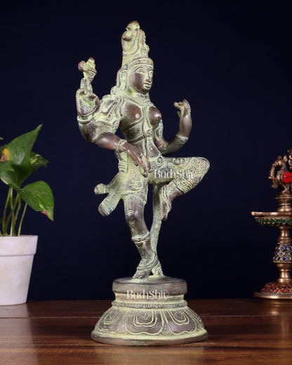 Brass Dancing Ardhanarishvara Statue - 12" stonefinish