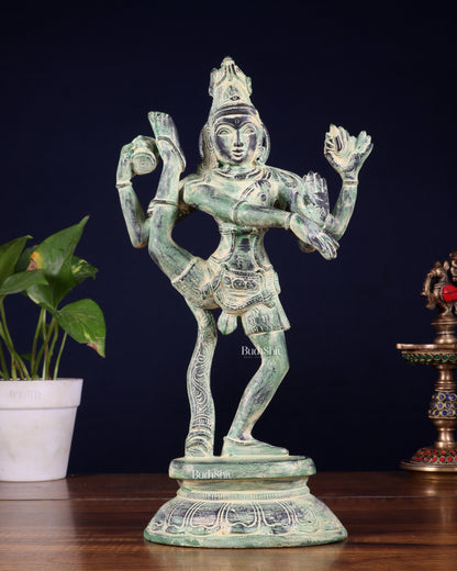 Brass Dancing Shiva Rudratandava Sculpture stonefinish 12 inch