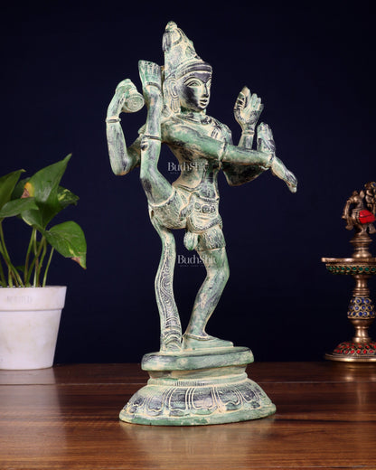 Brass Dancing Shiva Rudratandava Sculpture stonefinish 12 inch