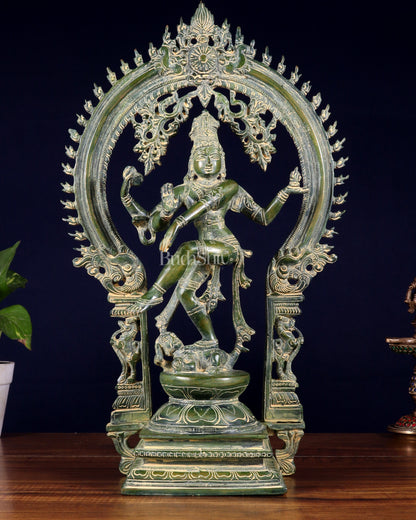 Brass Nataraja statue Green patina - 18" Height