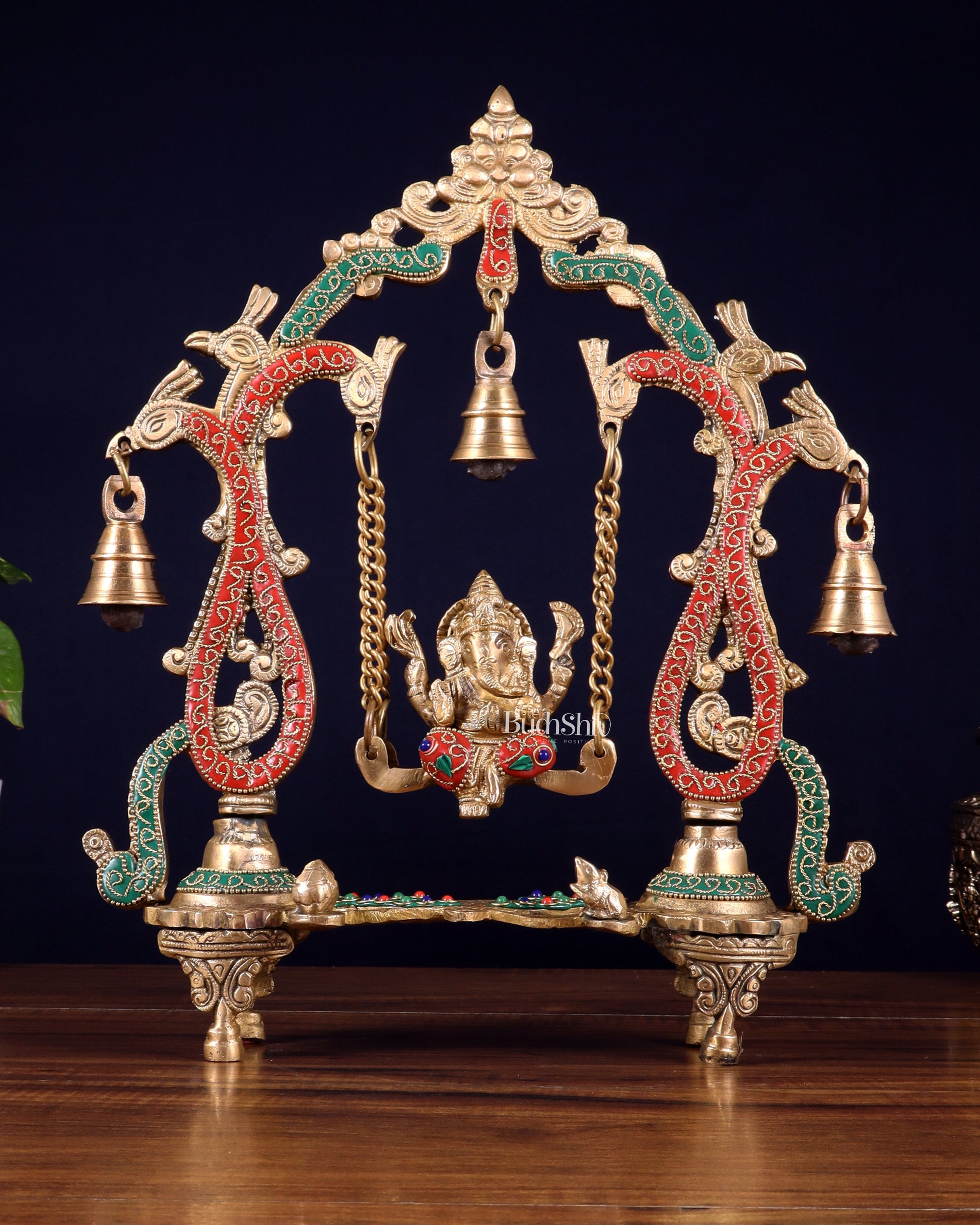 Brass Ganesha Swing statue - 13.5" Tall