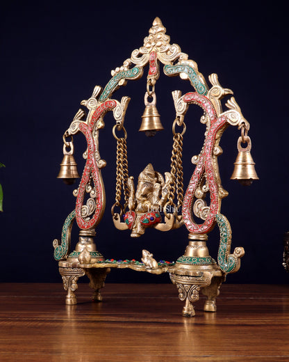 Brass Ganesha Swing statue - 13.5" Tall