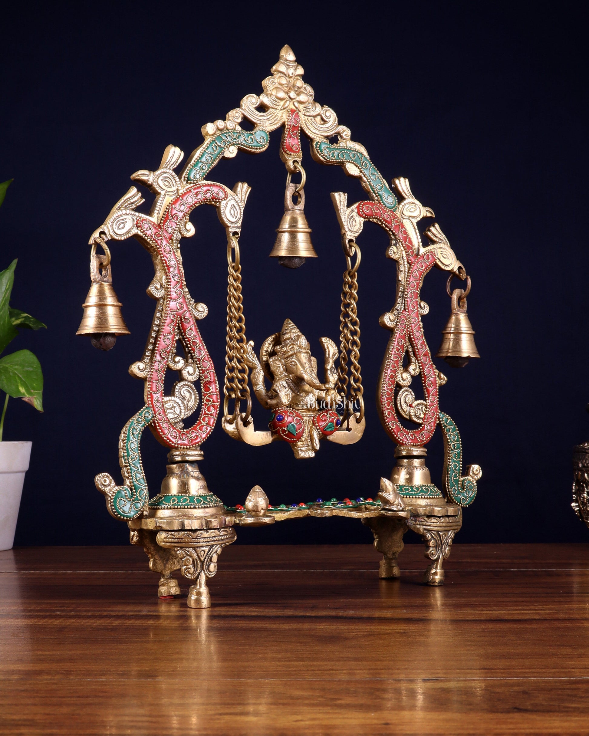 Brass Ganesha Swing statue - 13.5" Tall
