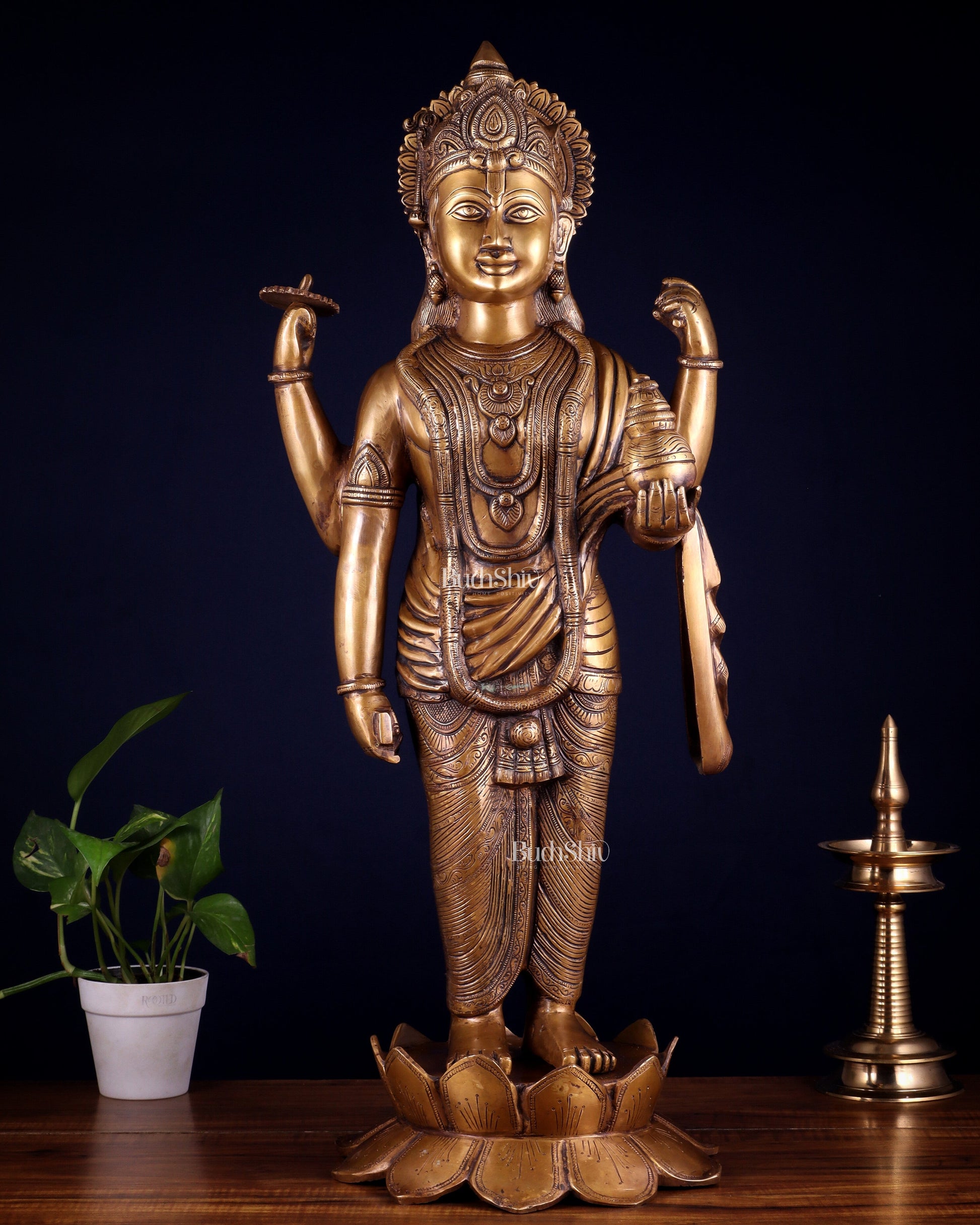 Pure Brass Large Lord Dhanvantari Statue | 30 Inch