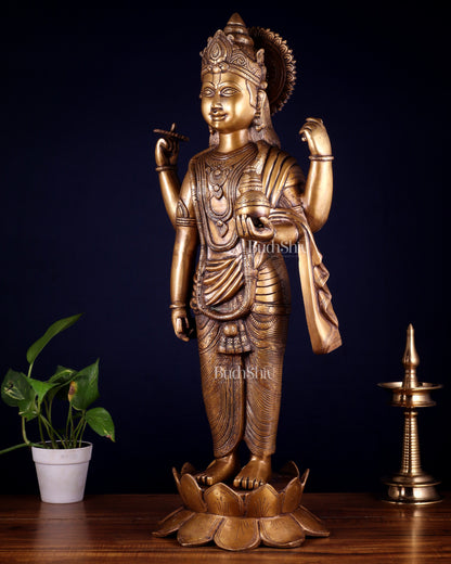 Pure Brass Large Lord Dhanvantari Statue | 30 Inch