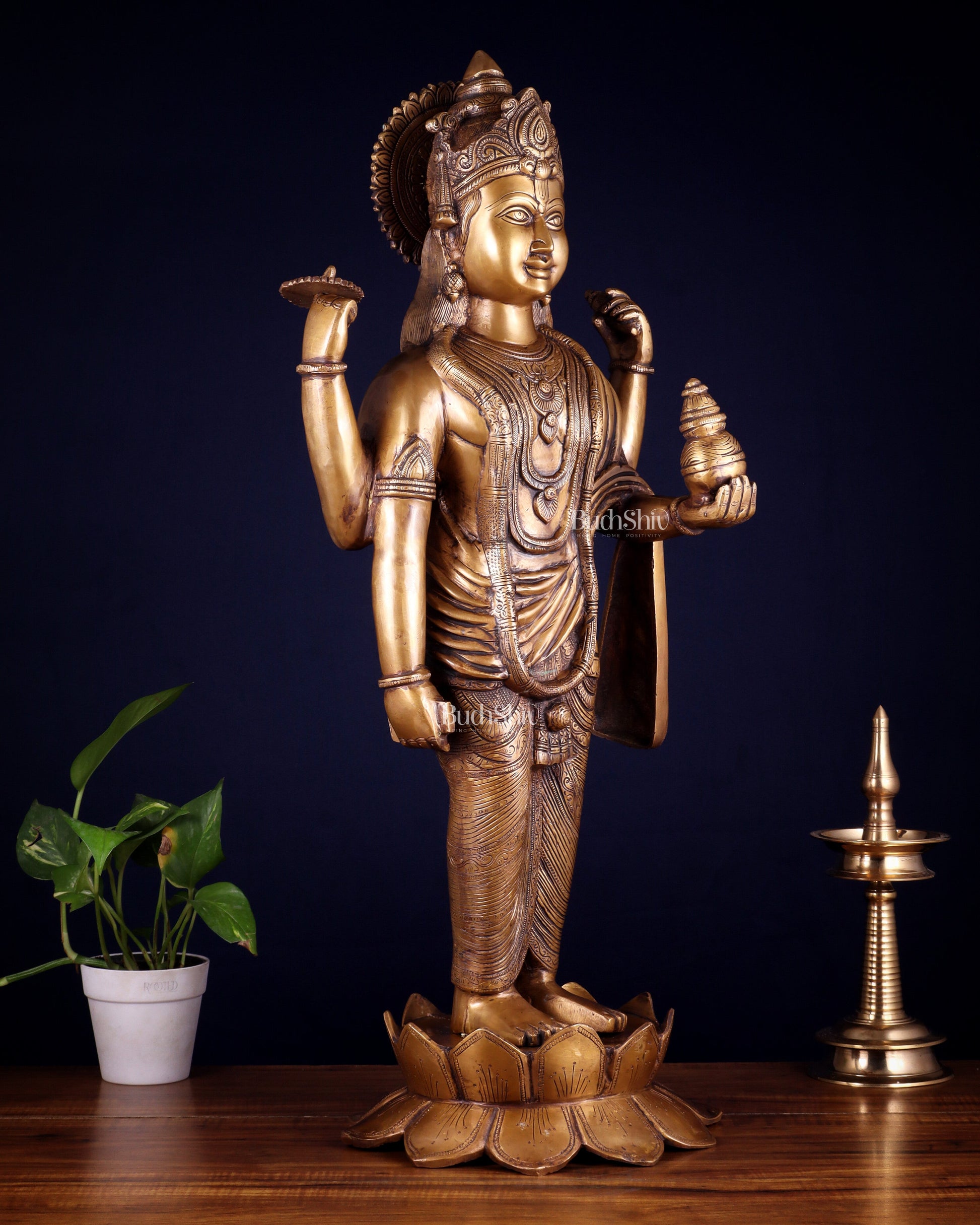 Pure Brass Large Lord Dhanvantari Statue | 30 Inch
