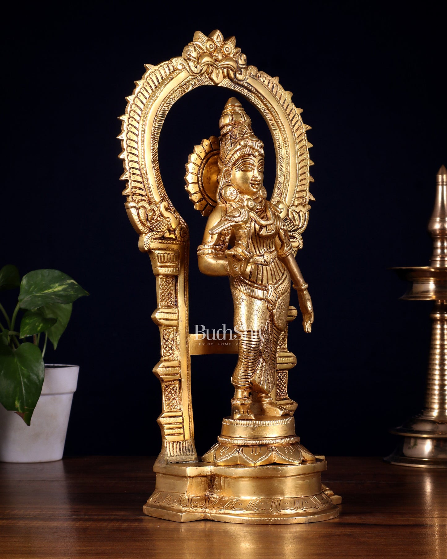 Brass Goddess Meenakshi Amman Idol with Prabhavali Frame 14 inch