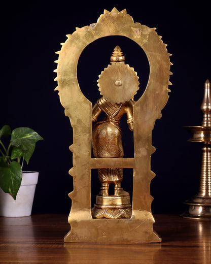 Brass Goddess Meenakshi Amman Idol with Prabhavali Frame 14 inch