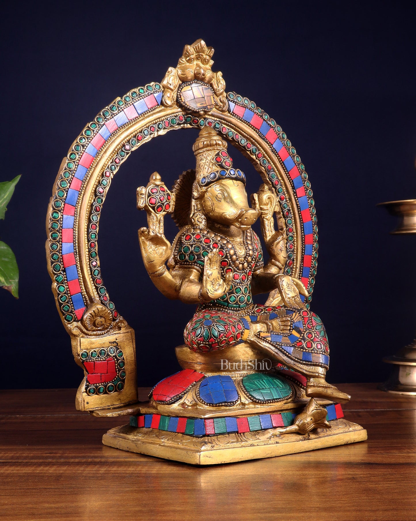 Brass Varahi Amman Statue with Stonework 11 inch