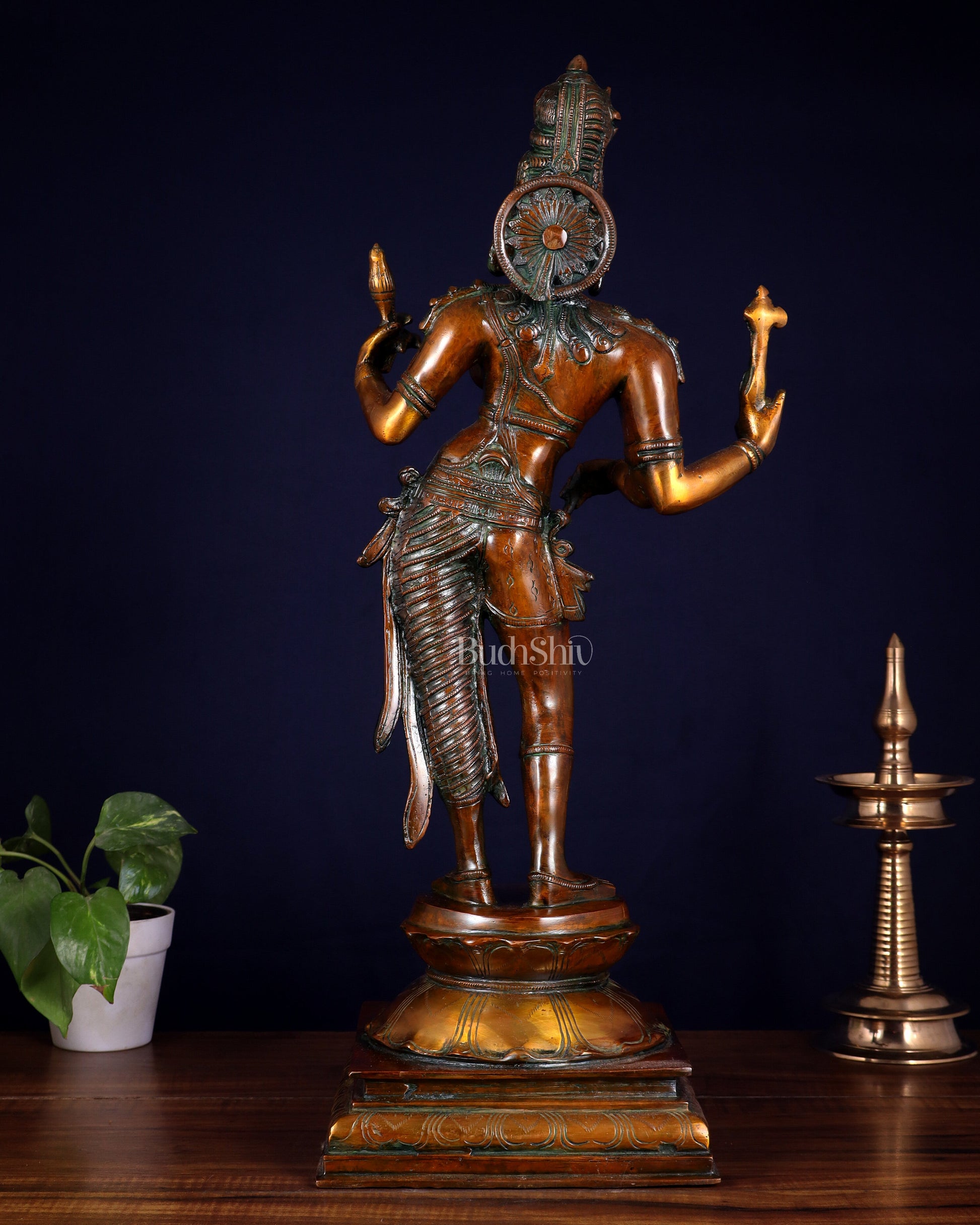 Ardhanarishwara Shiv Parvati as one Brass statue 23" chola tone