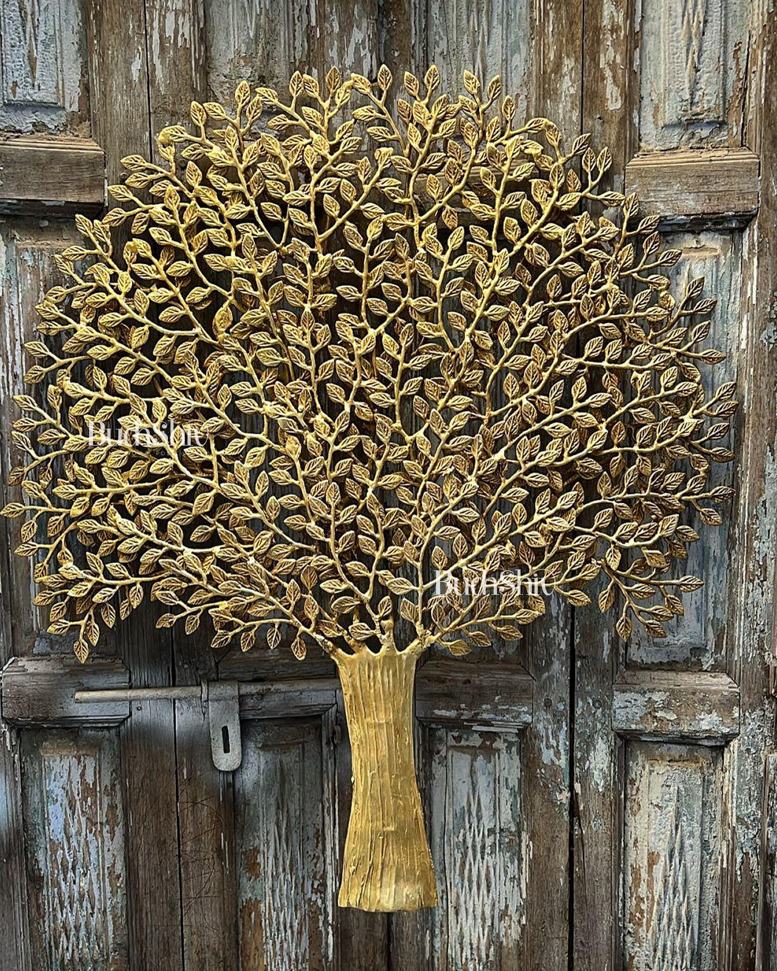 Brass Handcrafted Kalpavriksha Tree Wall Hanging - Superfine Brass 33"