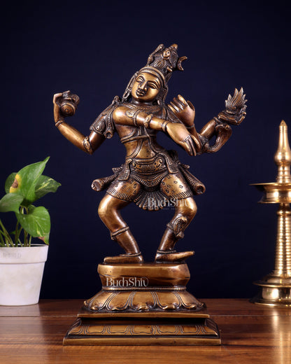 Brass Dancing Shiva with Four Arms Statue - 14" vintage tone