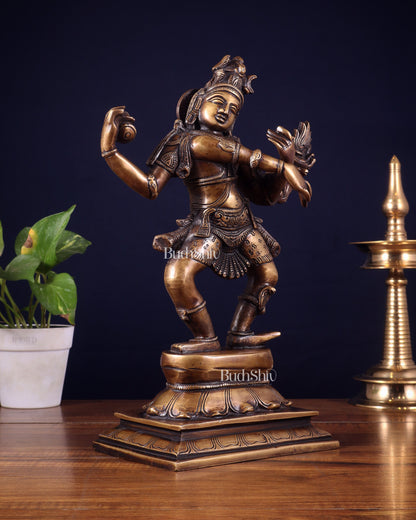 Brass Dancing Shiva with Four Arms Statue - 14" vintage tone