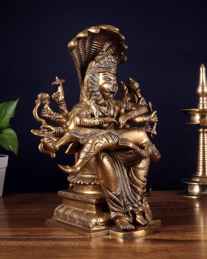 Pure Brass Narasimha hiranyakashap dhahan with bhakt Prahlad statue  - 13 inch