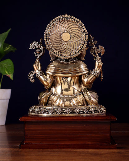 Brass Superfine Lord Ganesha Statue on Wooden Base – 8.5 Inch