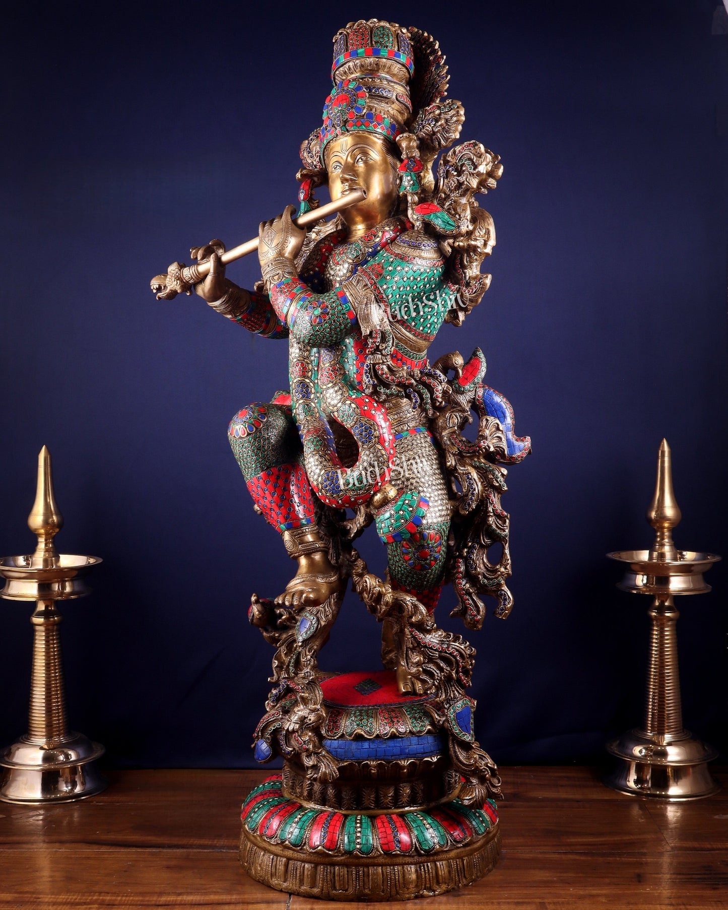 Lord Krishna Brass statue - 43 inch/3.75 feet large