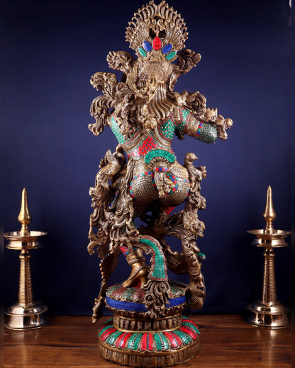 Lord Krishna Brass statue - 43 inch/3.75 feet large