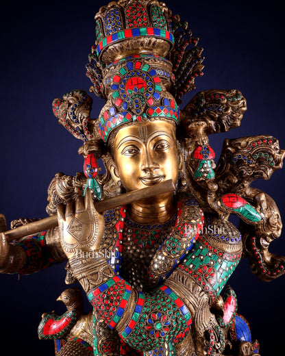 Lord Krishna Brass statue - 43 inch/3.75 feet large