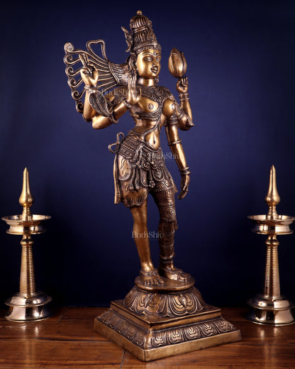Pure Brass Large Ardhanarishvara Statue – Burnt Brass Finish 40 inch