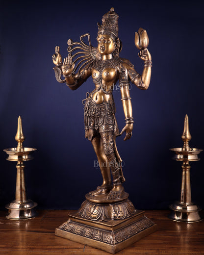 Pure Brass Large Ardhanarishvara Statue – Burnt Brass Finish 40 inch