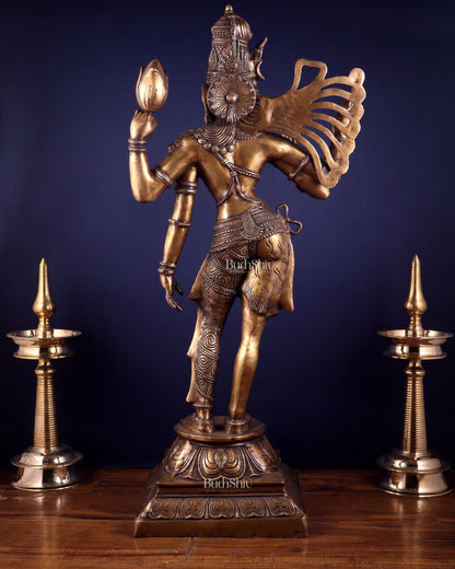 Pure Brass Large Ardhanarishvara Statue – Burnt Brass Finish 40 inch