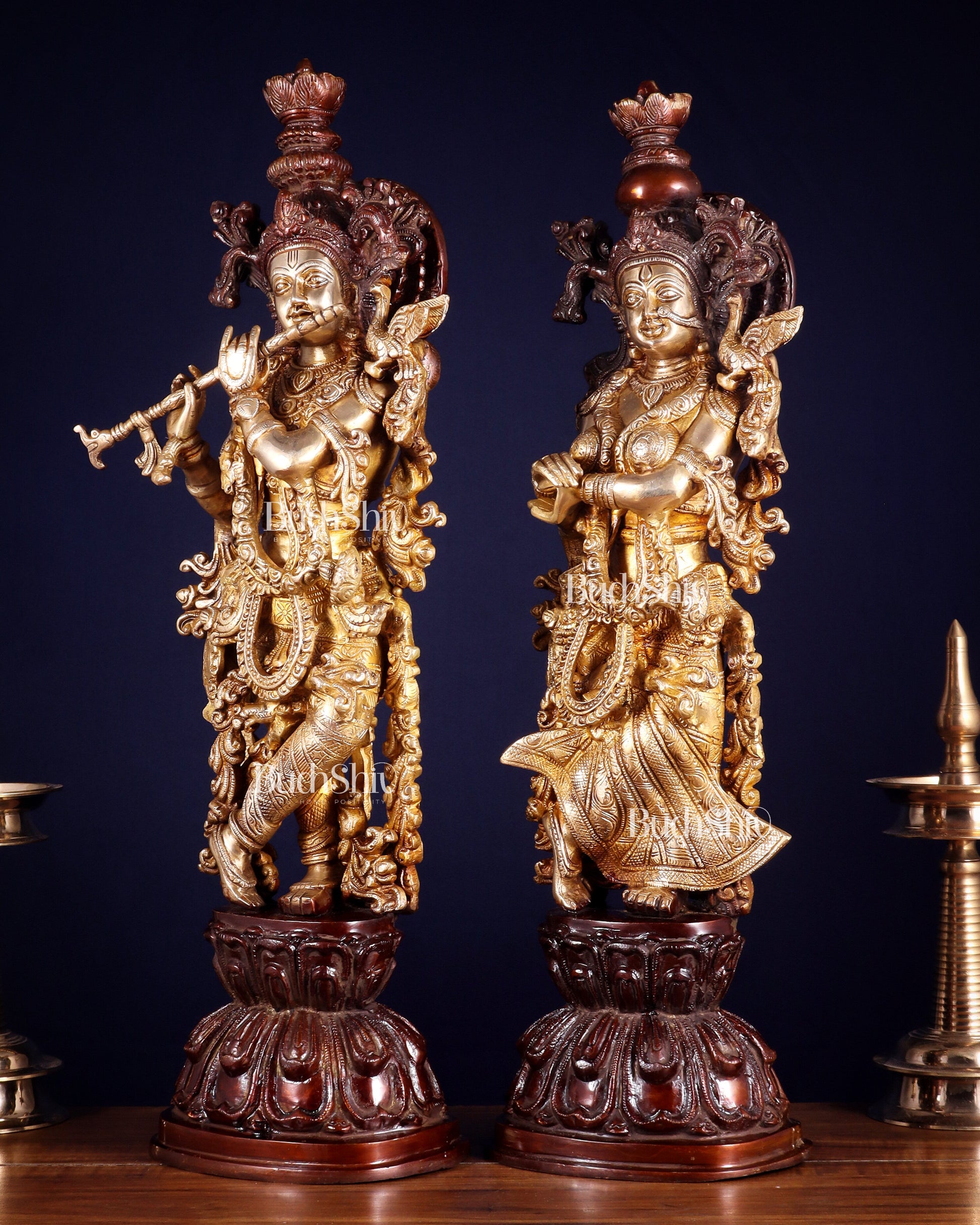 Brass Radha Krishna Idols 25 inch dual tone