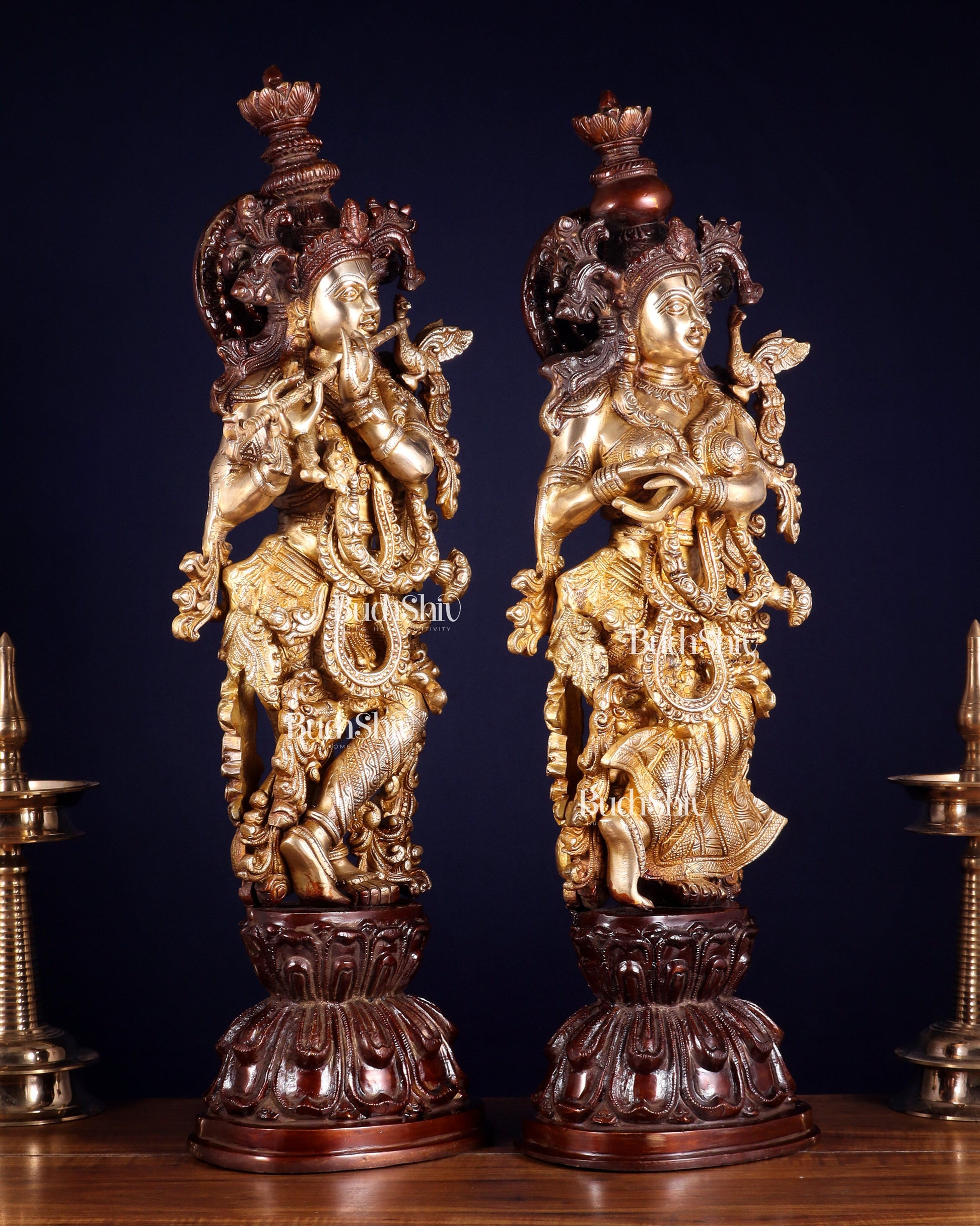 Brass Radha Krishna Idols 25 inch dual tone