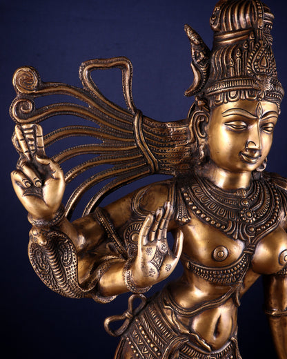 Pure Brass Large Ardhanarishvara Statue – Burnt Brass Finish 40 inch