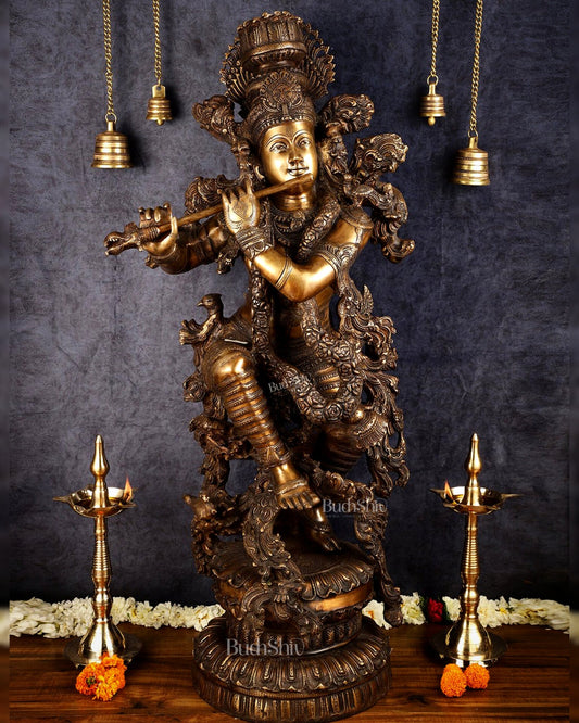 Large brass Lord Krishna Statue - 46 inch