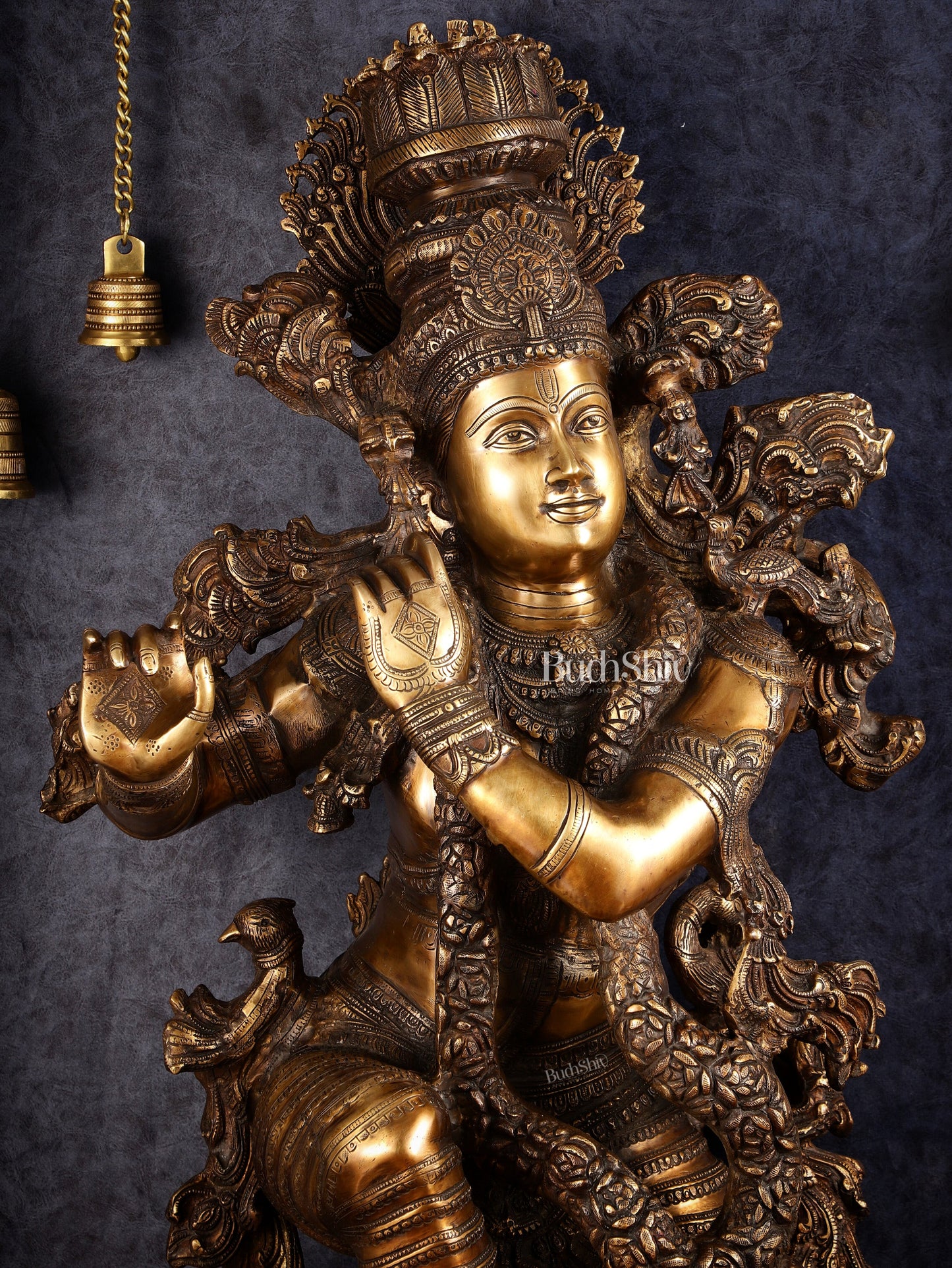 Large brass Lord Krishna Statue - 46 inch