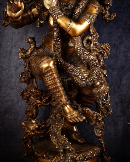 Large brass Lord Krishna Statue - 46 inch