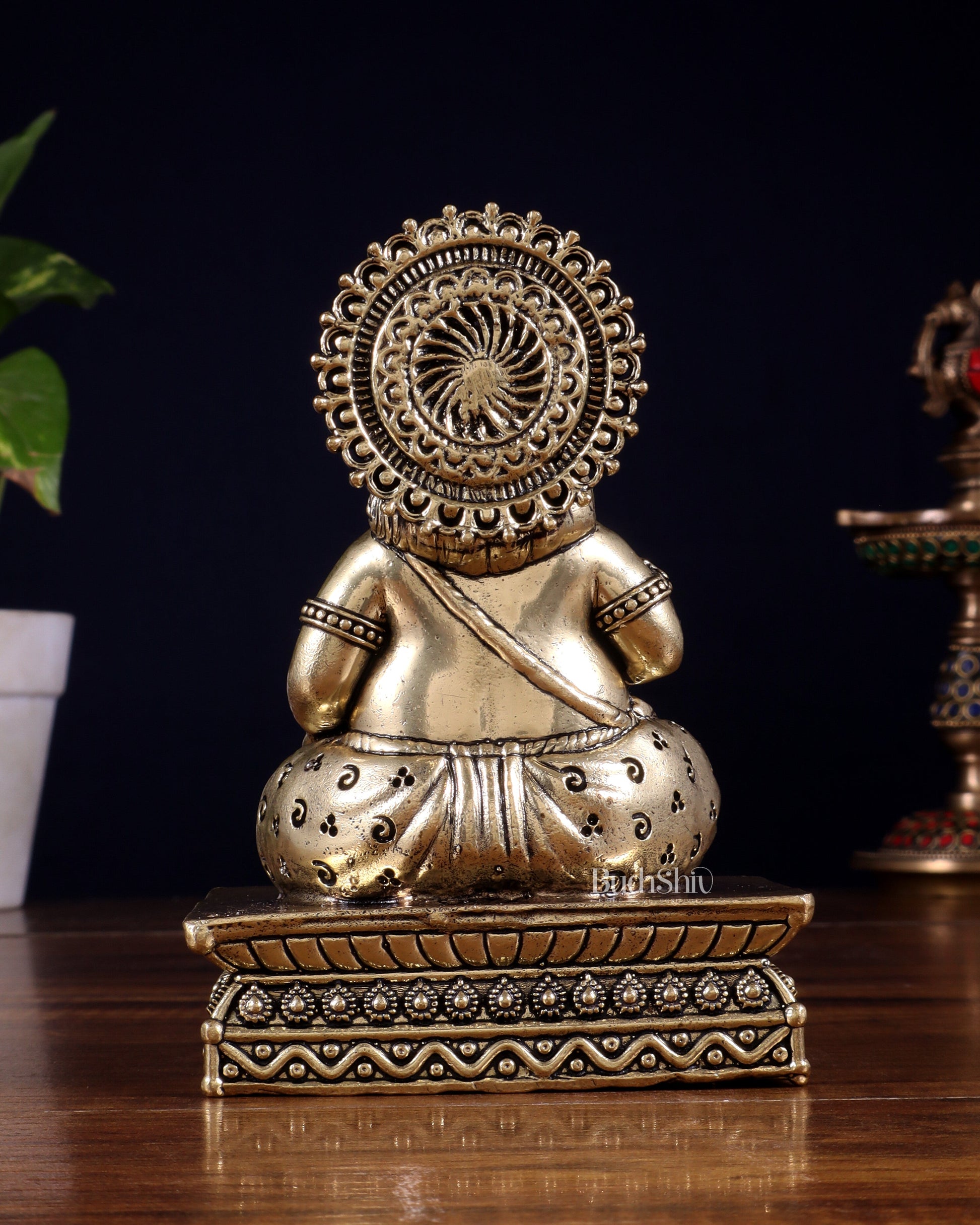 Brass Superfine Lord Kubera Idol – Intricately Crafted (5 Inch)