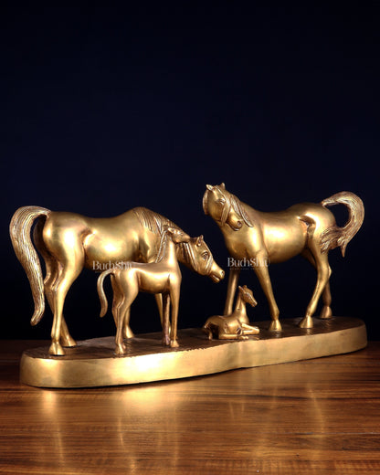 Brass Superfine Large Horse Family Sculpture – Vastu & Feng Shui Recommended 24" wide