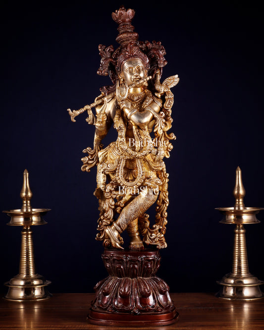 Pure brass Lord Krishna statue 25 inch