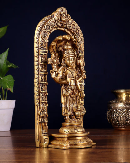 Pure Brass Vishnu with Sheshanaag & Prabhavali Arch 12 inch
