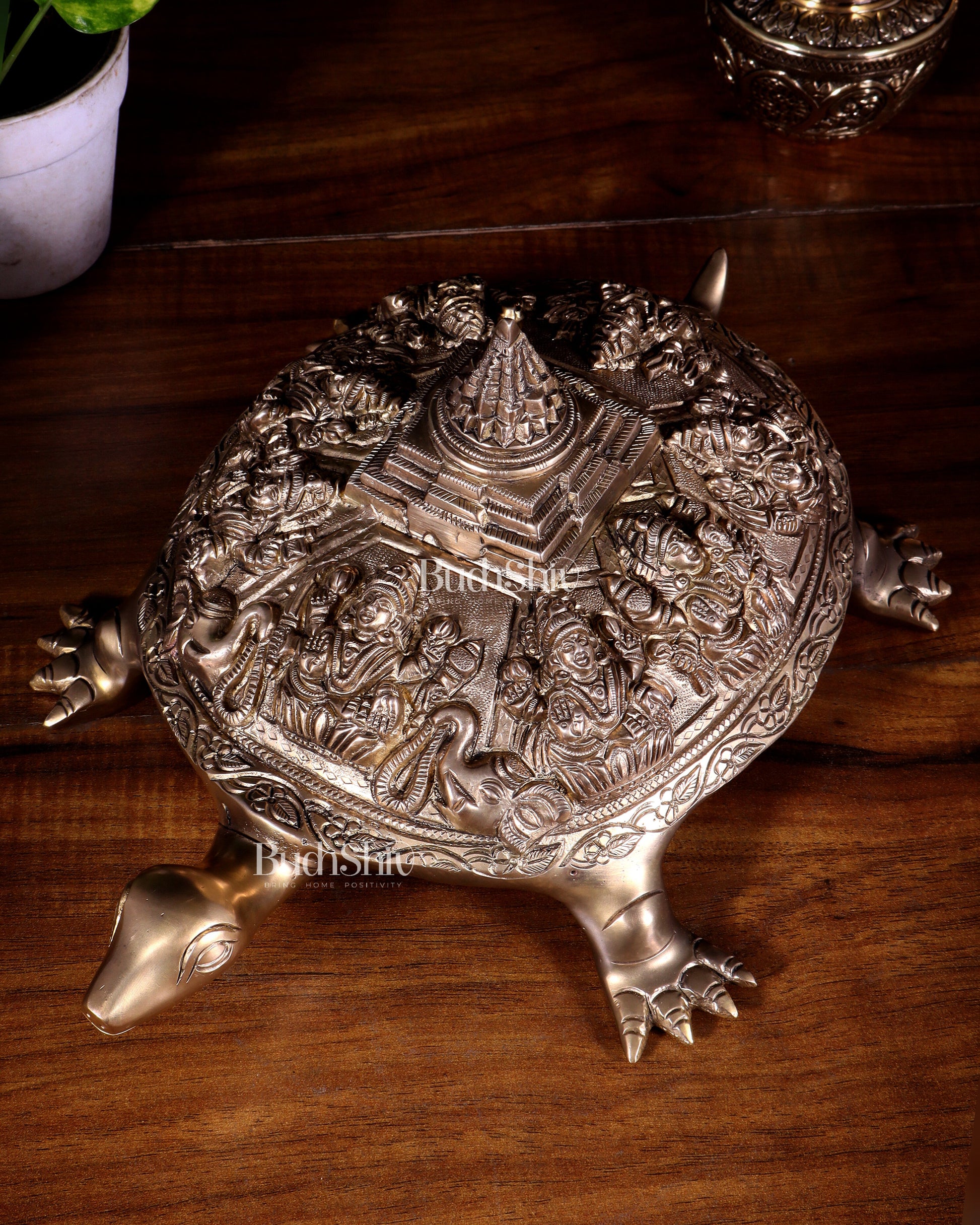Brass Ashtalakshmi Shree Yantra on Tortoise matte finish