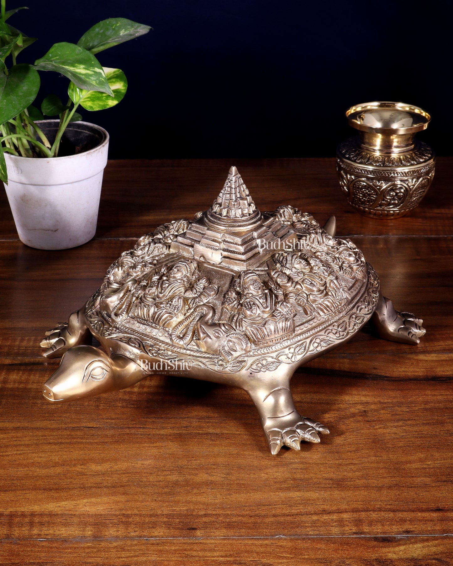 Brass Ashtalakshmi Shree Yantra on Tortoise matte finish