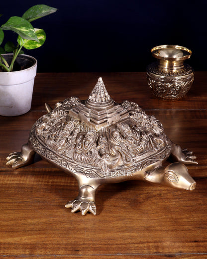 Brass Ashtalakshmi Shree Yantra on Tortoise matte finish