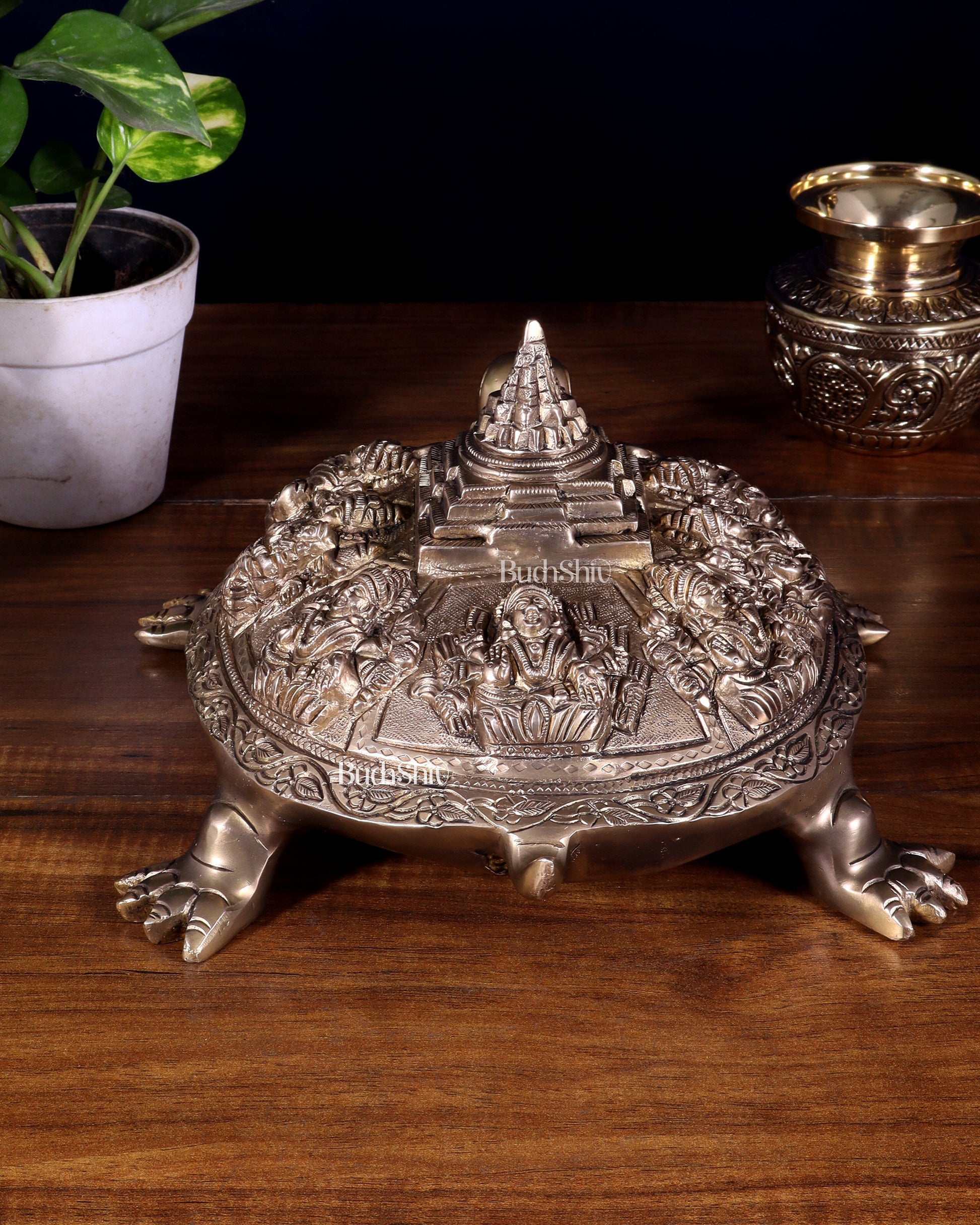 Brass Ashtalakshmi Shree Yantra on Tortoise matte finish