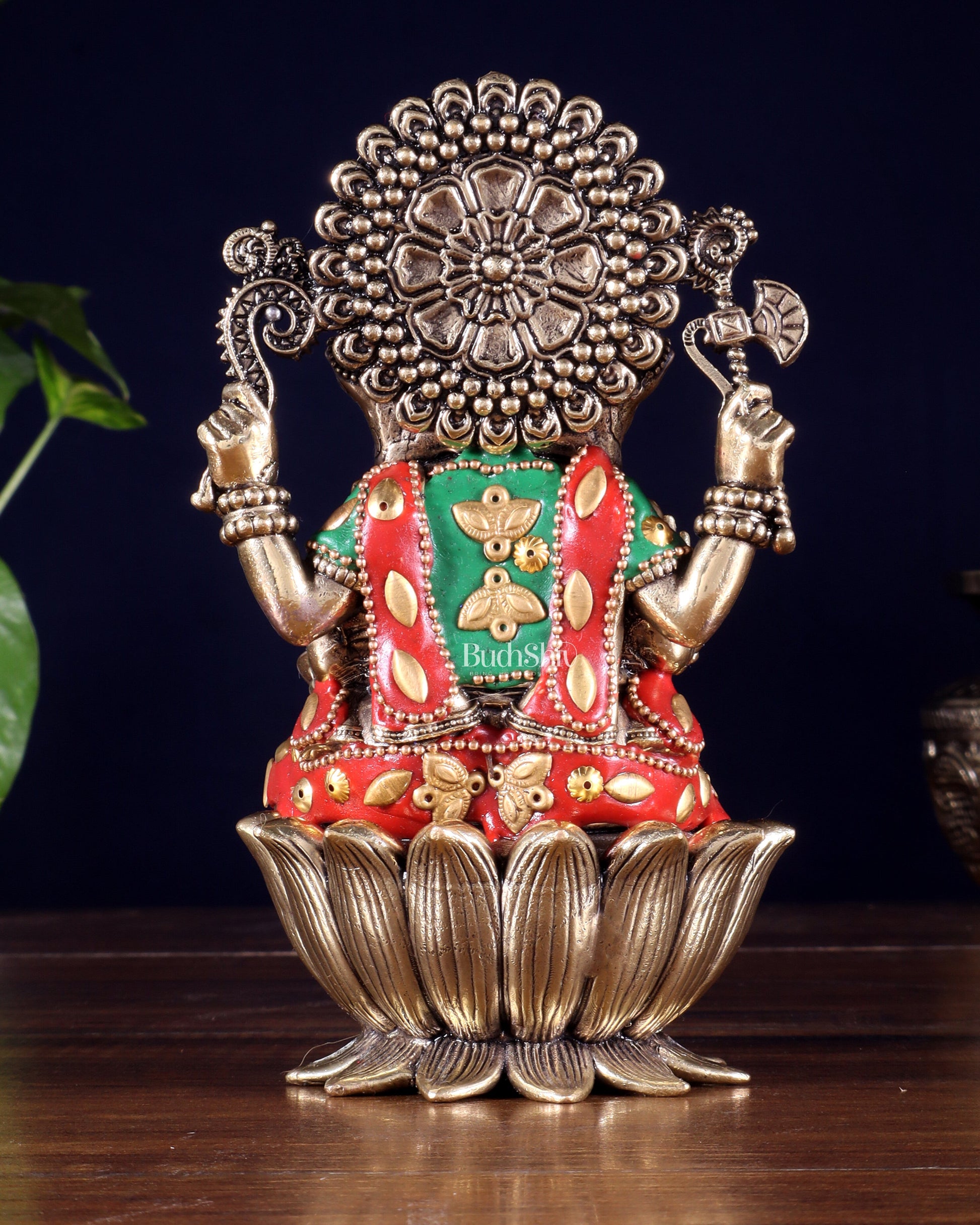 Pure Brass Superfine Lord Ganesha Idol | 6 inch with meenakari