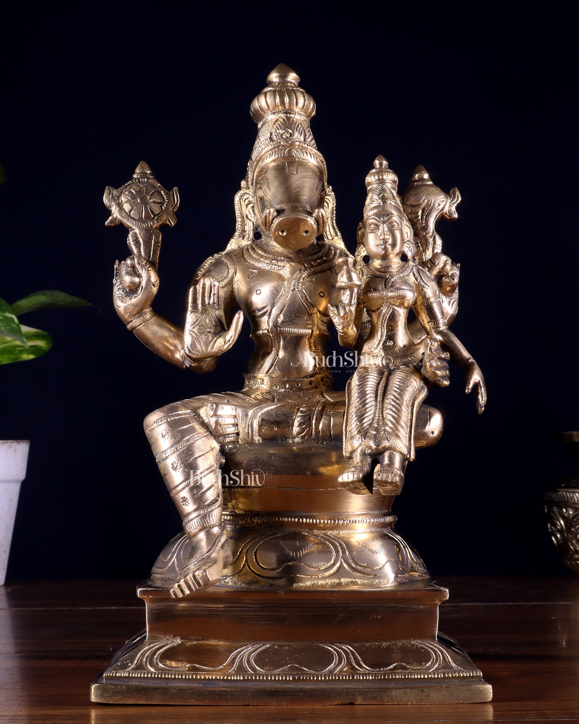 Pure Brass Varaha Lakshmi Statue 9.5"