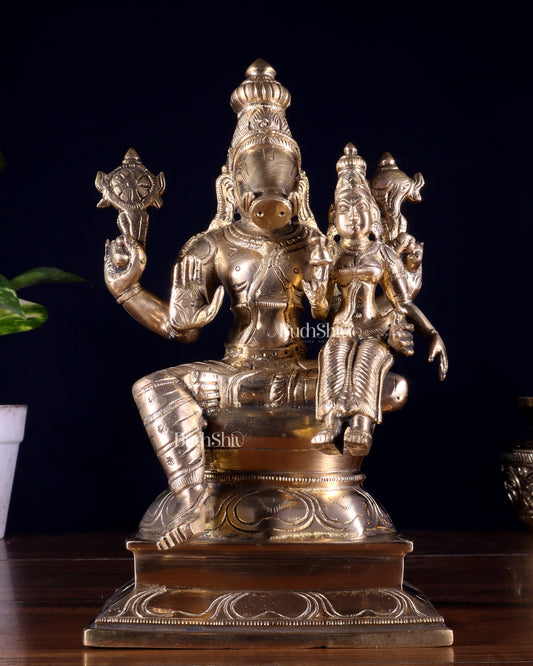 Pure Brass Varaha Lakshmi Statue 9.5"
