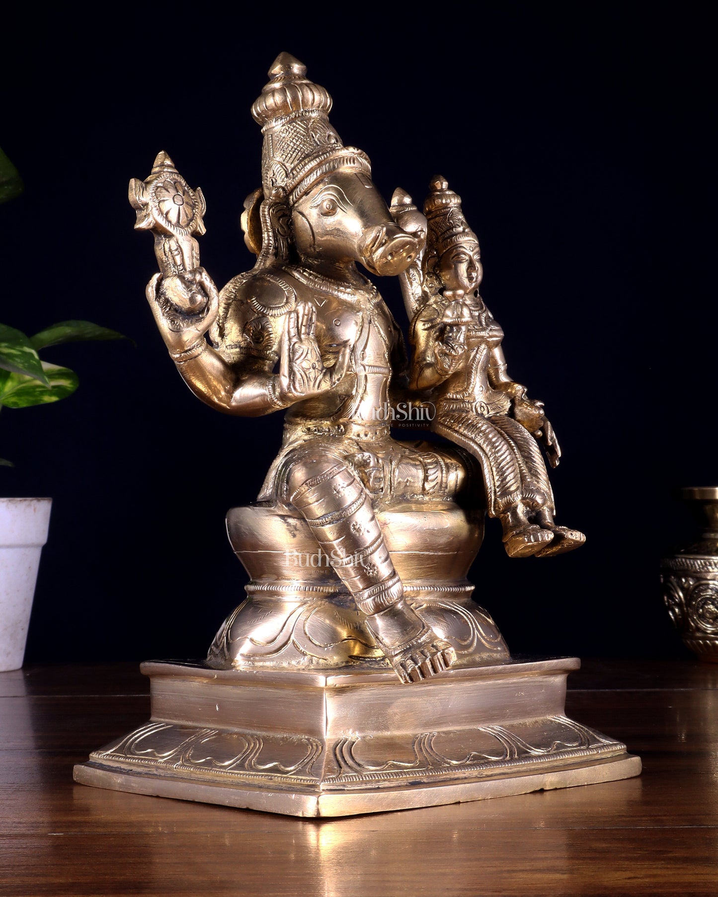 Pure Brass Varaha Lakshmi Statue 9.5"