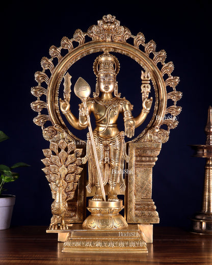 Pure Brass Murugan with Thiruvachi Prabhavali Arch 23 inch
