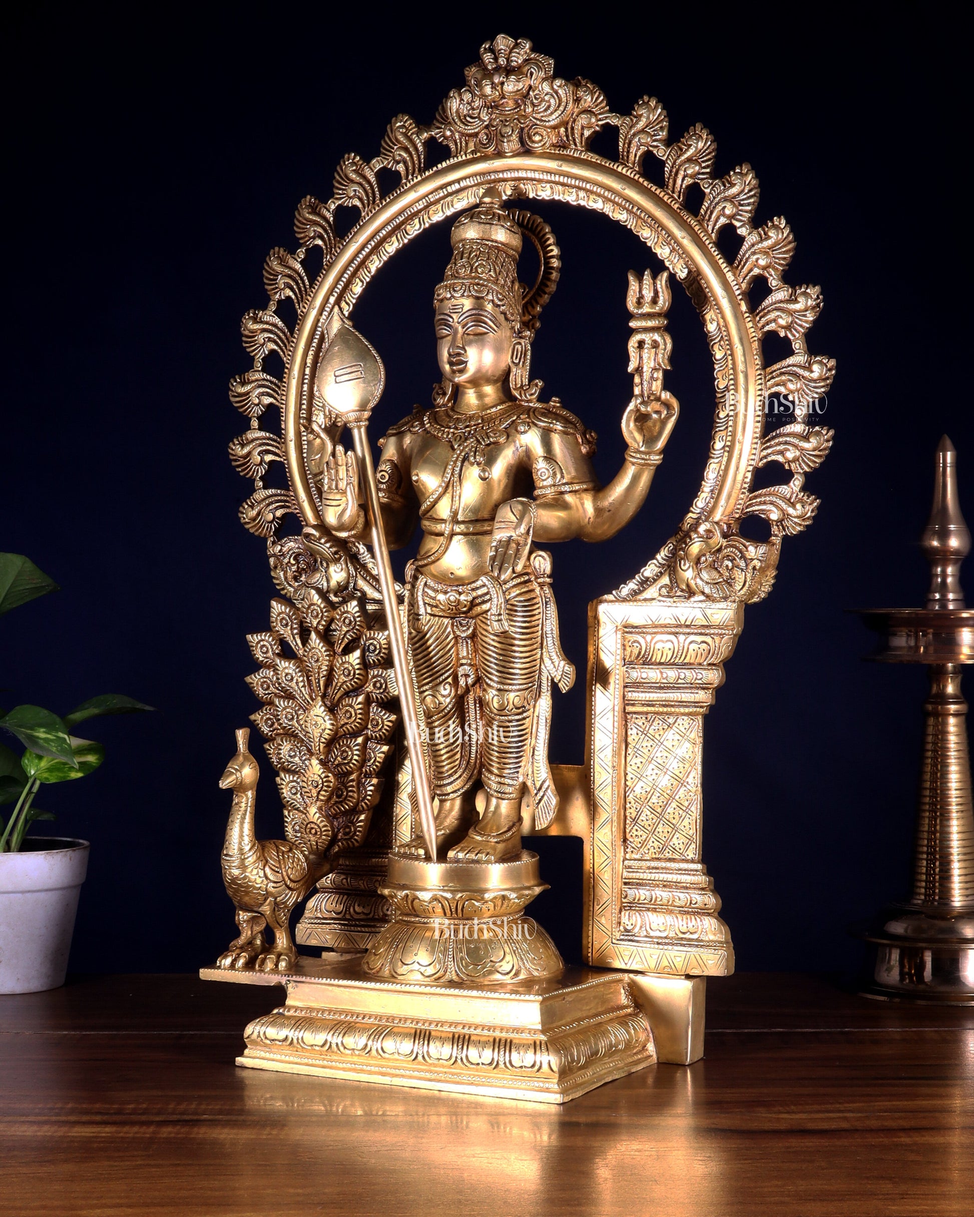 Pure Brass Murugan with Thiruvachi Prabhavali Arch 23 inch