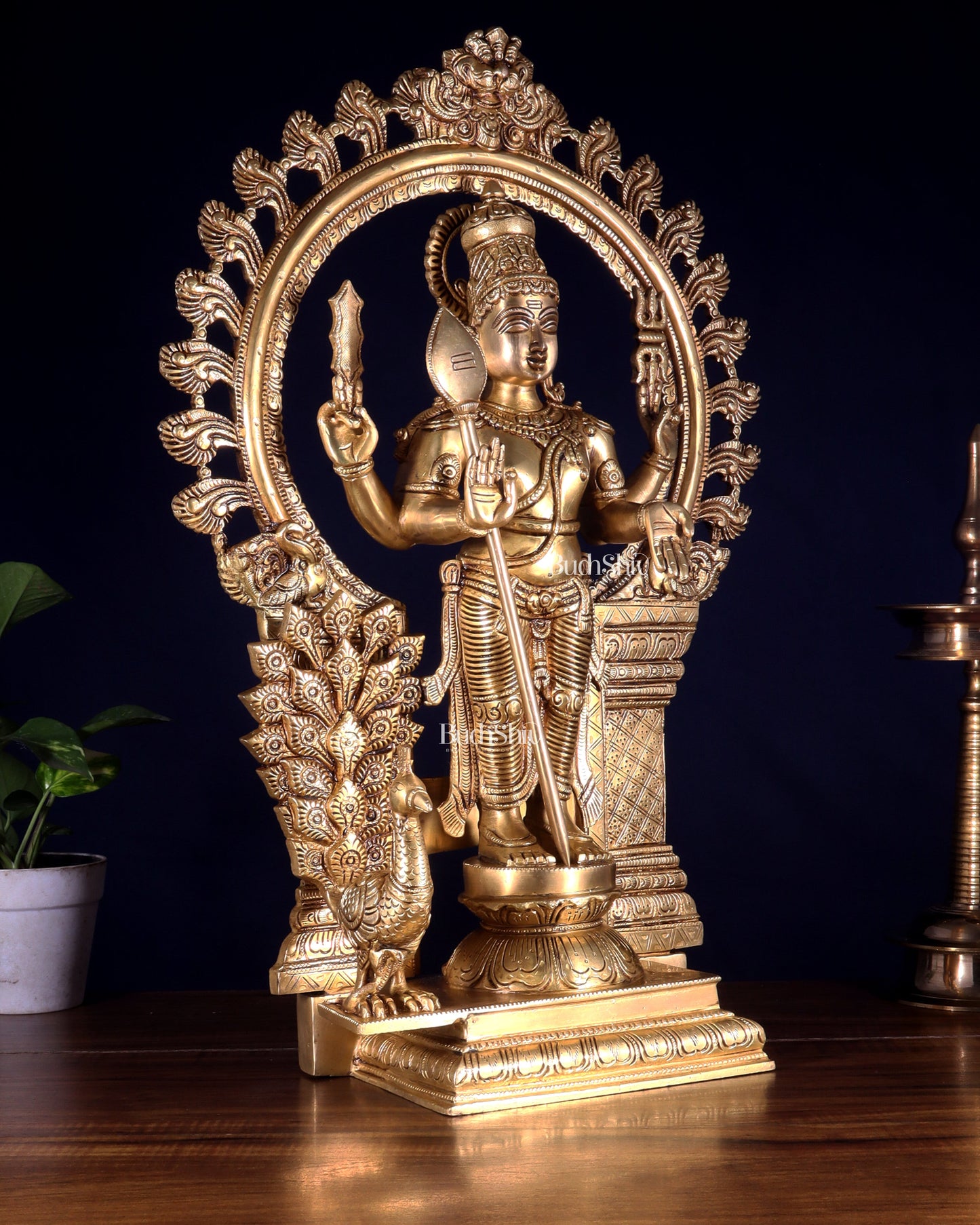 Pure Brass Murugan with Thiruvachi Prabhavali Arch 23 inch